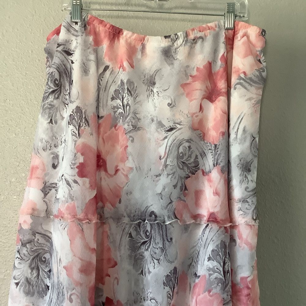 Vintage Y2K Floral Feminine Romantic Ruffle Boho Cottagecore Tier Midi Skirt XL - Picture 5 of 7